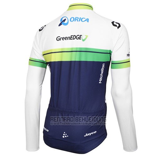 2016 Fahrradbekleidung Orica GreenEDGE Wei und Blau Trikot Langarm und Tragerhose - zum Schließen ins Bild klicken